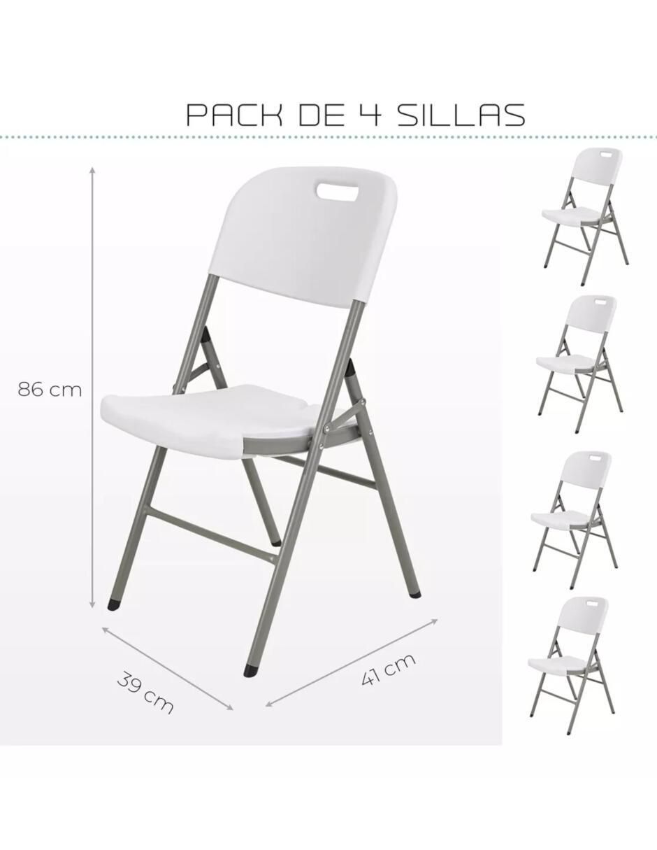 Set de sillas plegables 4 piezas de plástico 7