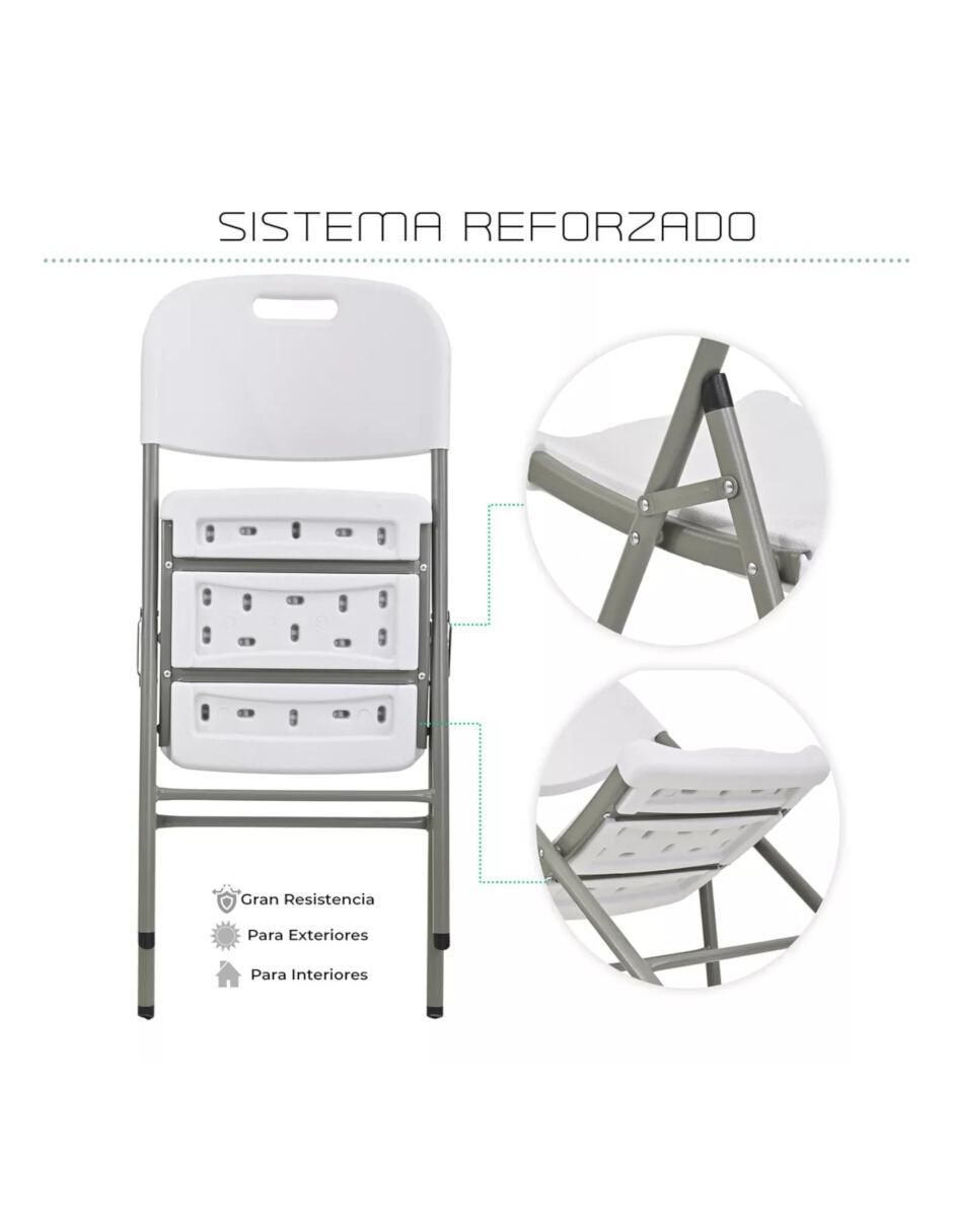 Set de sillas plegables 4 piezas de plástico 5