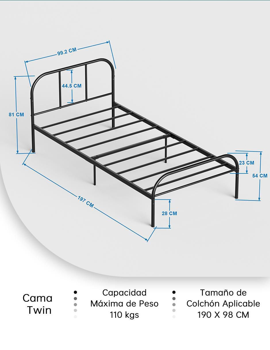 Cama Milo Twin Black 2 de metal individual 8