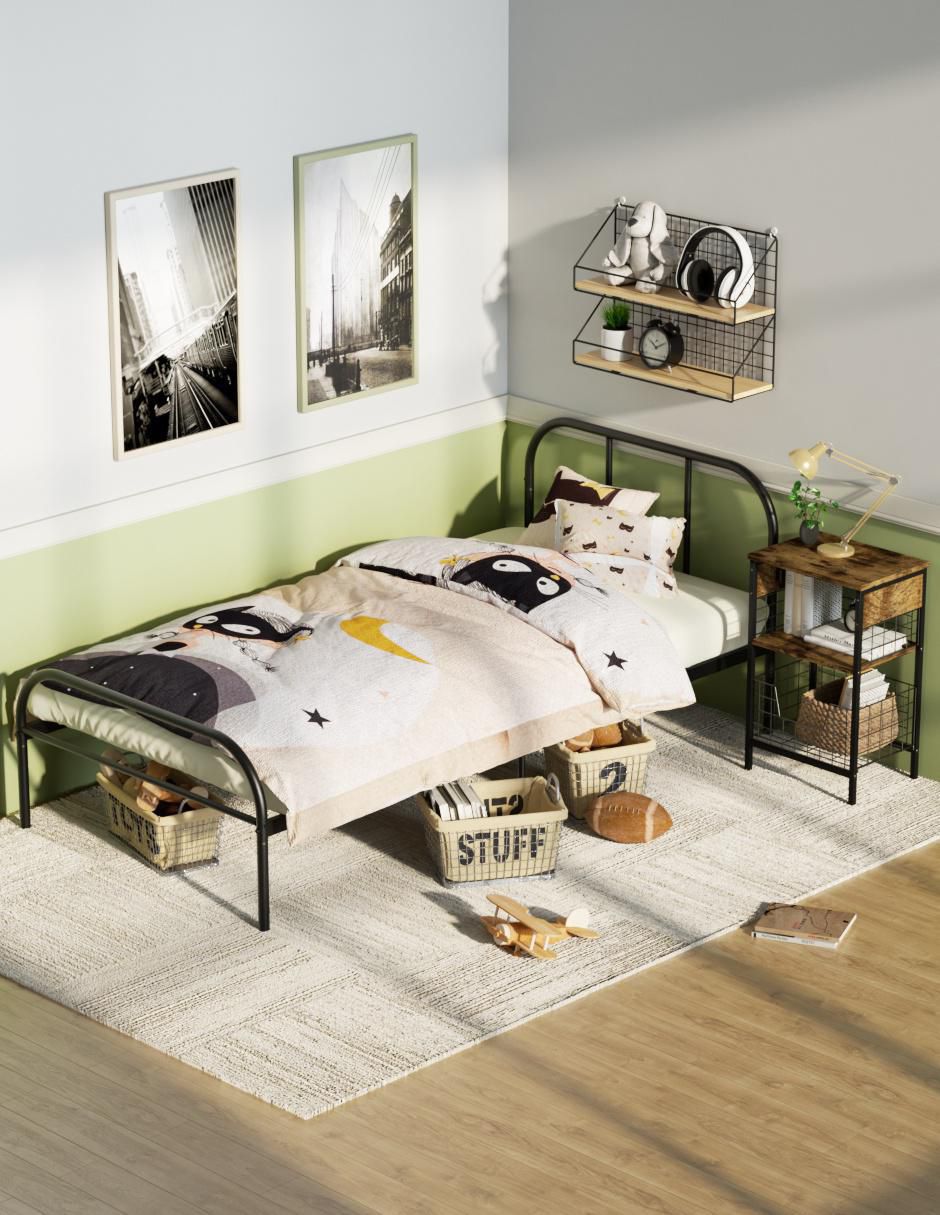 Cama Milo Twin Black 2 de metal individual 4
