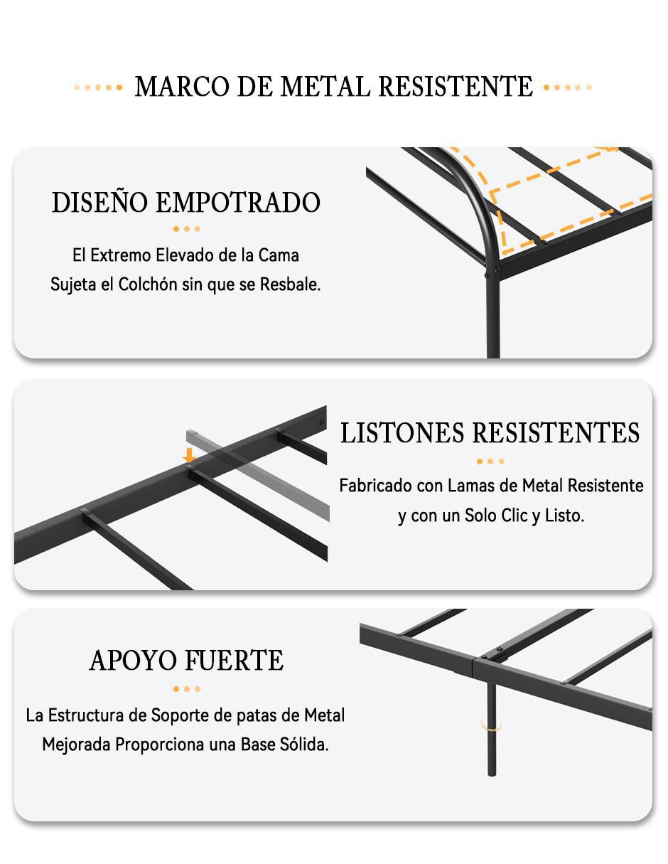 Cama Milo Twin Black 2 de metal individual 5
