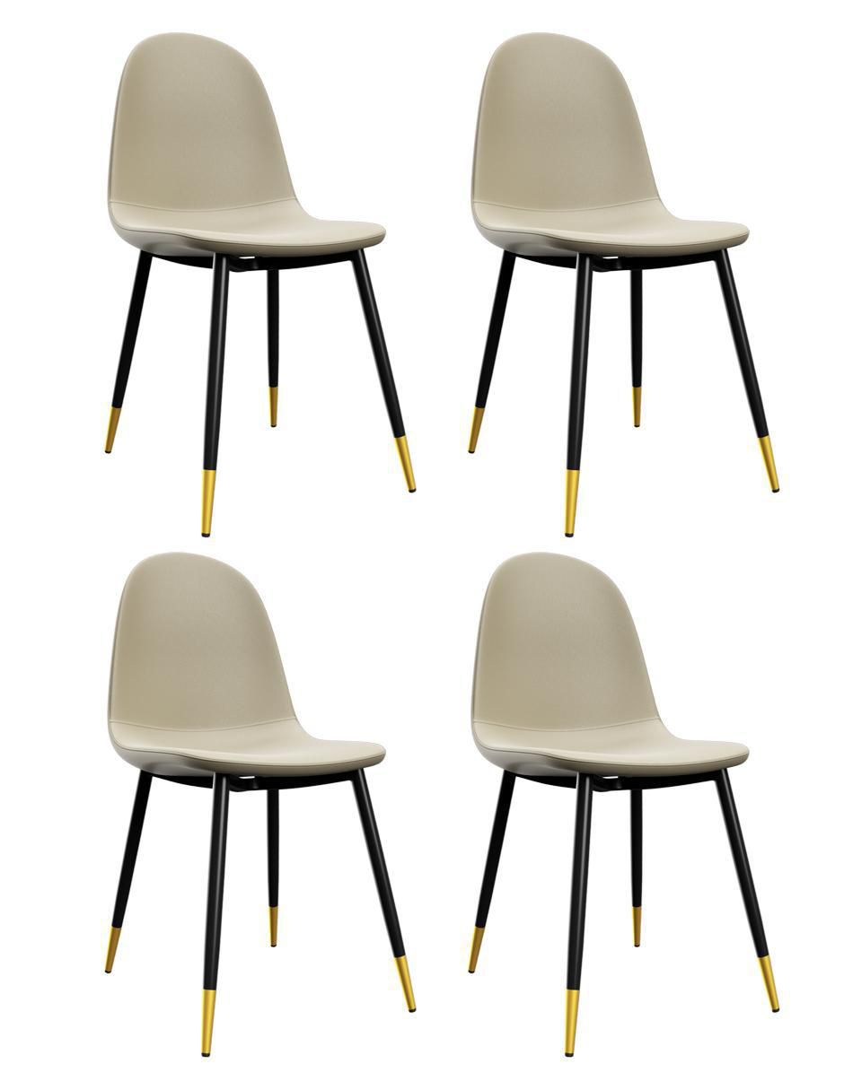 Juego de sillas 4 piezas CHARLTON BEIGE GOLD de vinipiel