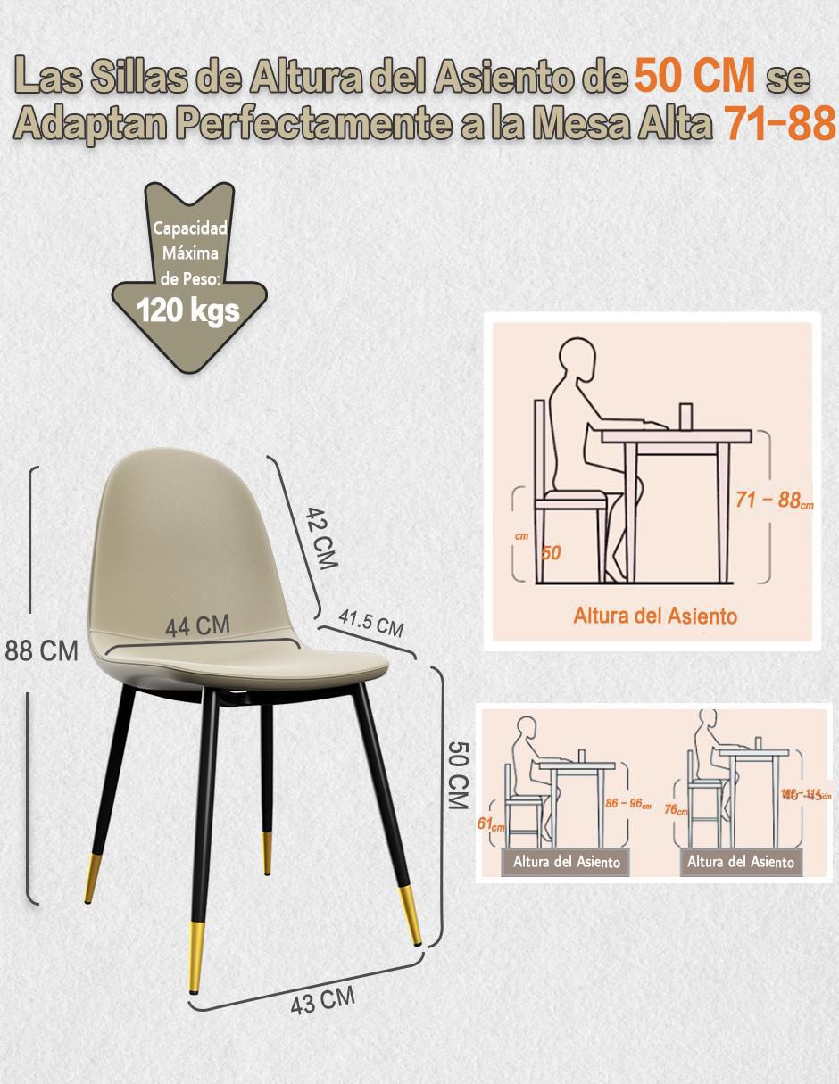 Juego de sillas 4 piezas CHARLTON BEIGE GOLD de vinipiel 8