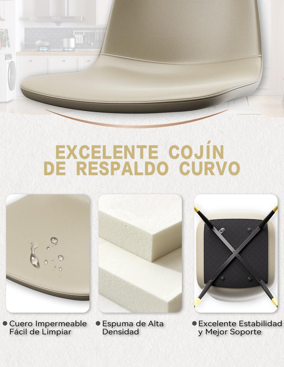 Juego de sillas 4 piezas CHARLTON BEIGE GOLD de vinipiel 5