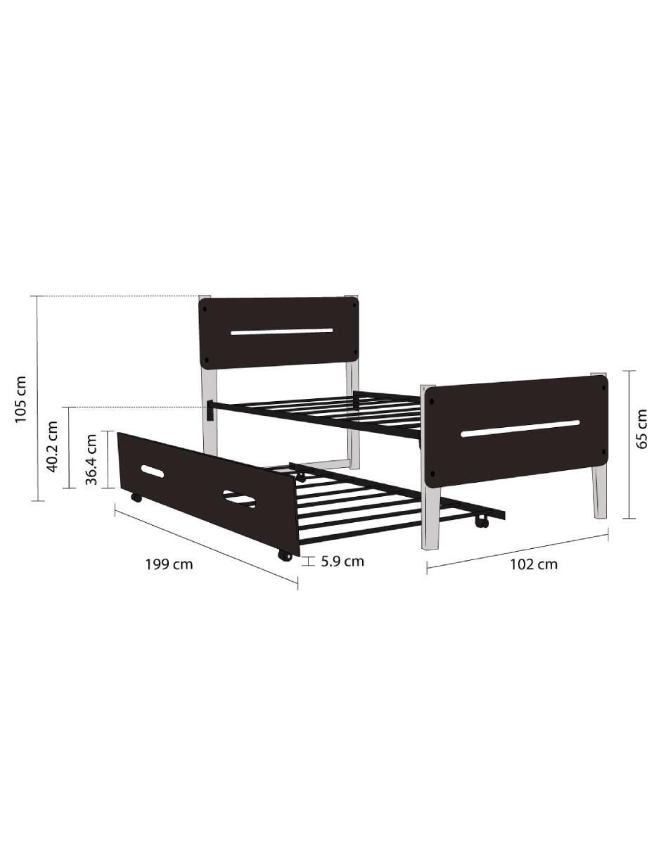 Cama Juno de madera pino individual 3