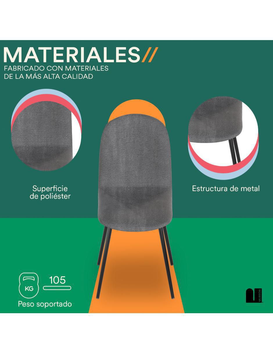 "set de (si aplica)" 4 juego de sillas mubson sin familia o colección "de" poliéster