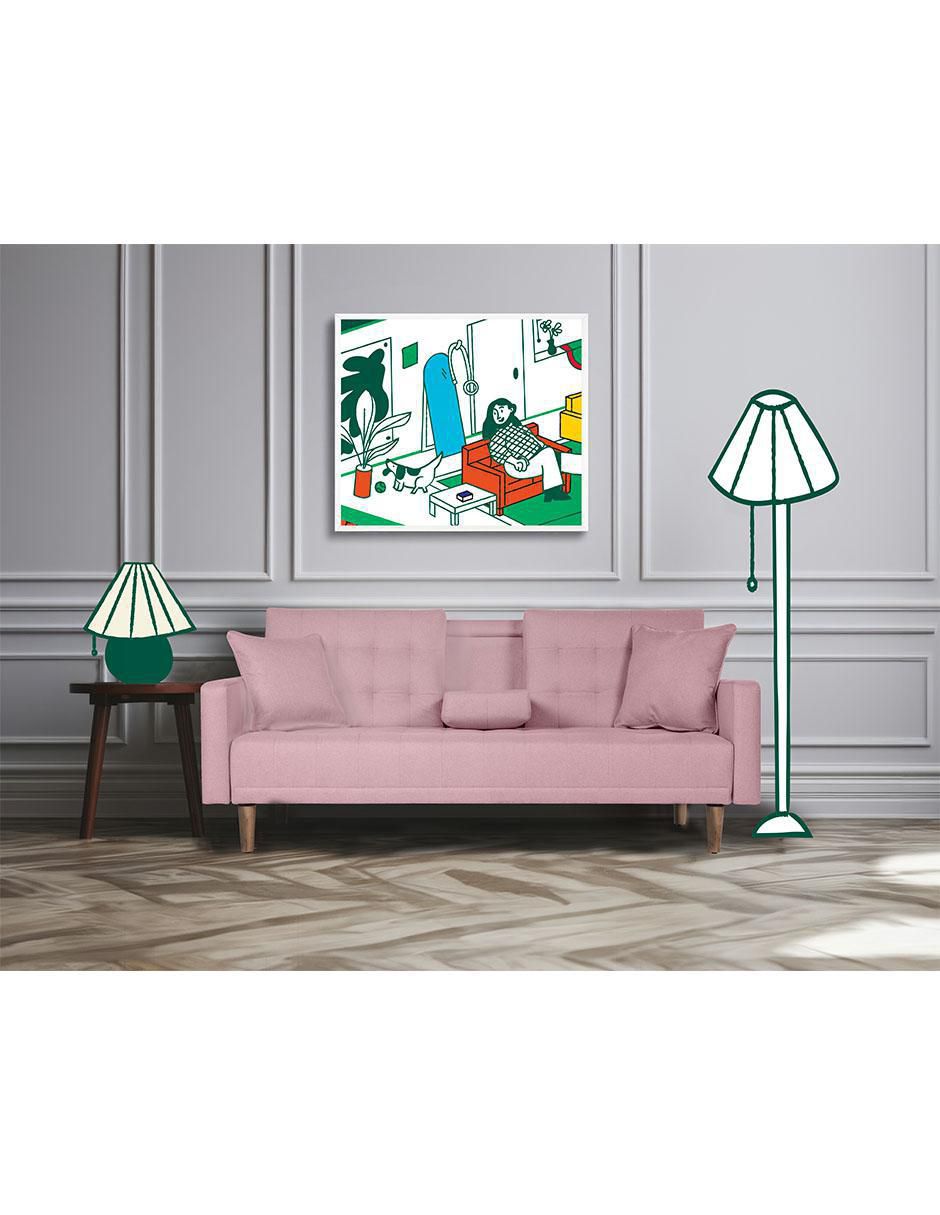 Sofá cama armable Tammy Memory Foam de lino 4