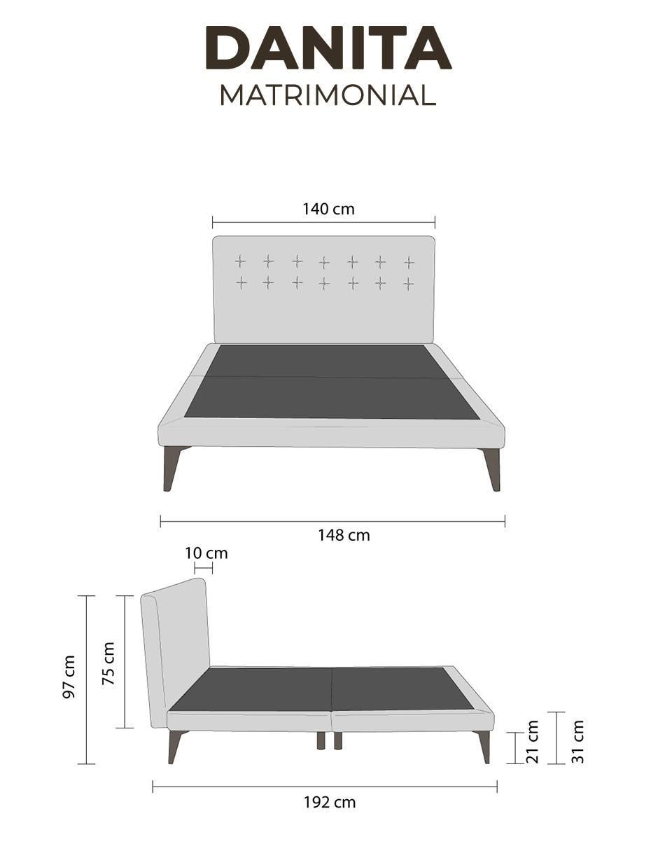 "base para cama" roomi danita matrimonial "de" metal