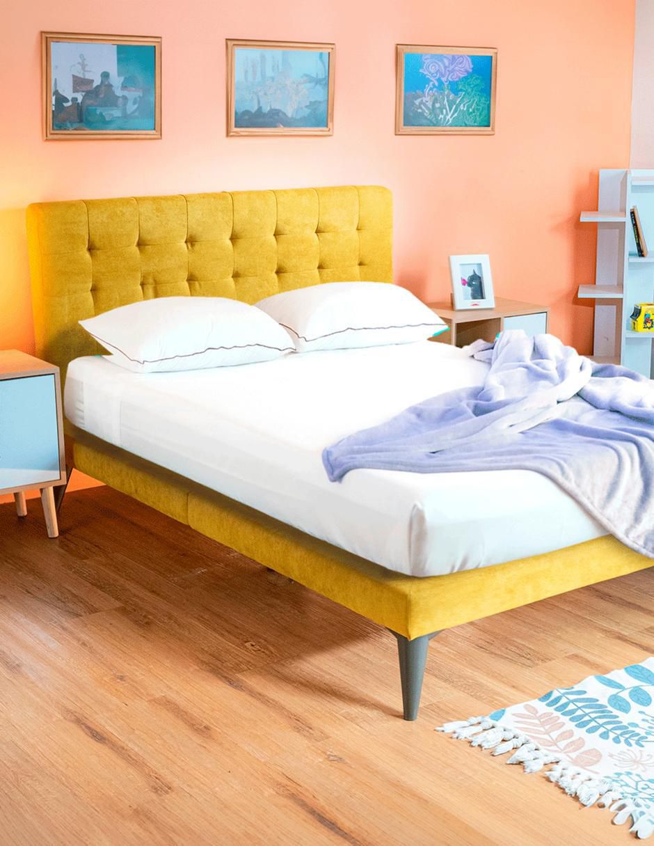 Cama roomi livy matrimonial con cabecera "de" metal