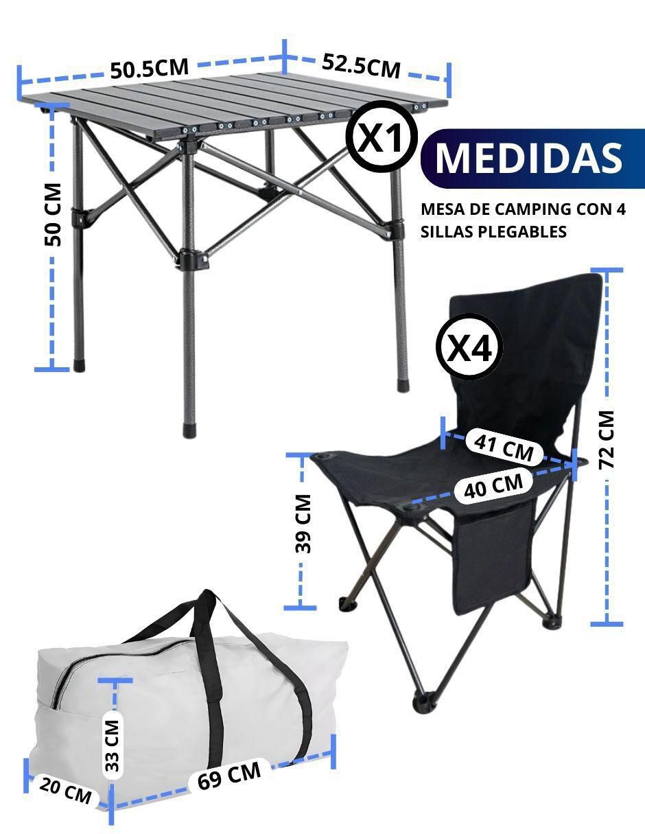 Juego de sillas plegables 5 piezas de tela 9