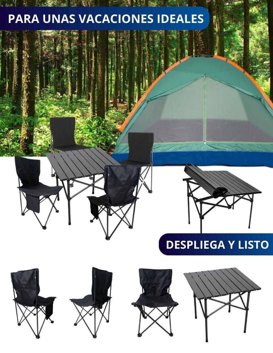 Juego de sillas plegables 5 piezas de tela 5