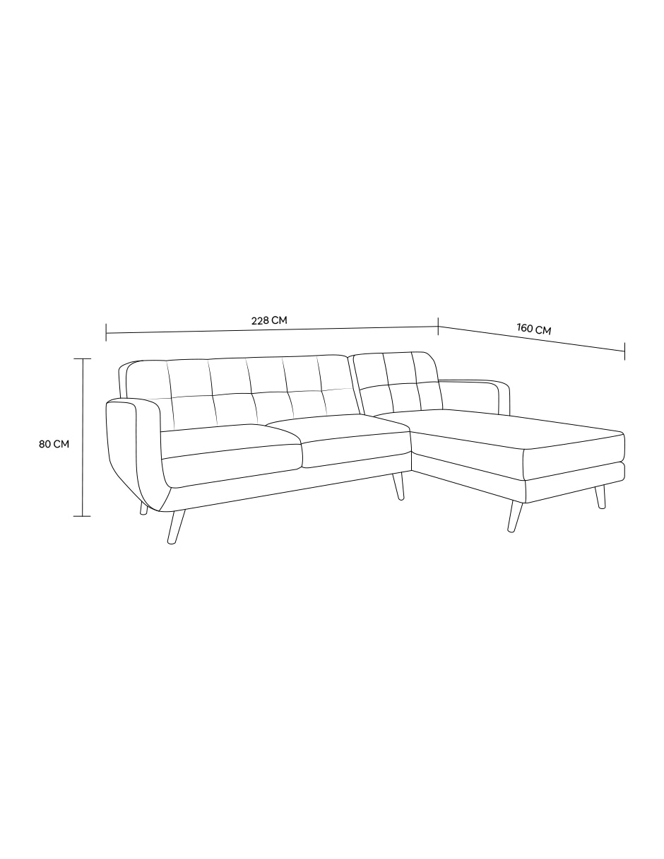 SALA MODULAR SOHO TELA, DERECHO, GRIS