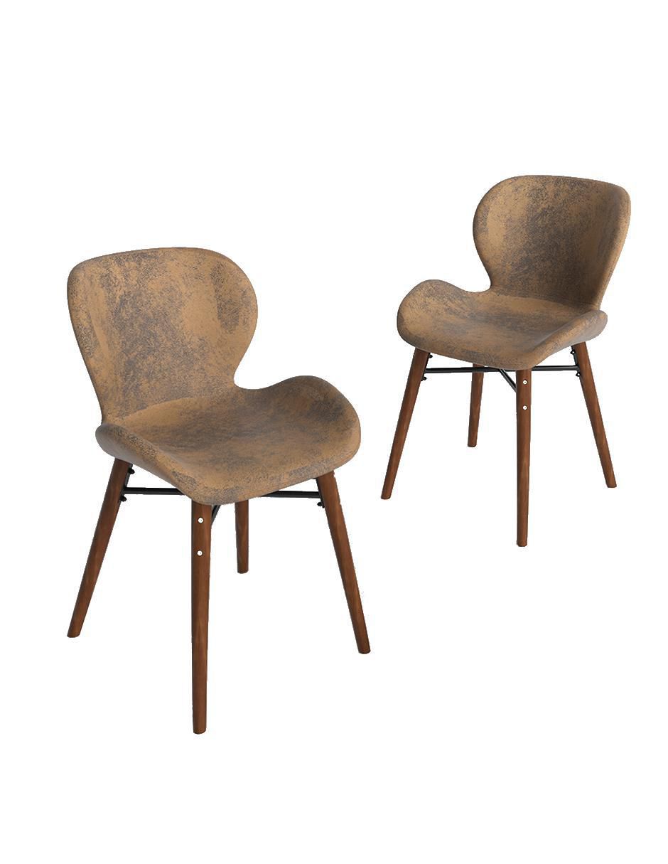 Juego de sillas 2 piezas Juli Suede Brown de tela adulto