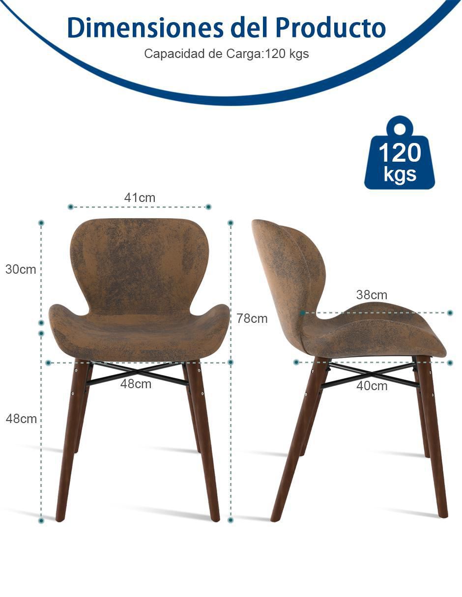 Juego de sillas 2 piezas Juli Suede Brown de tela adulto 9