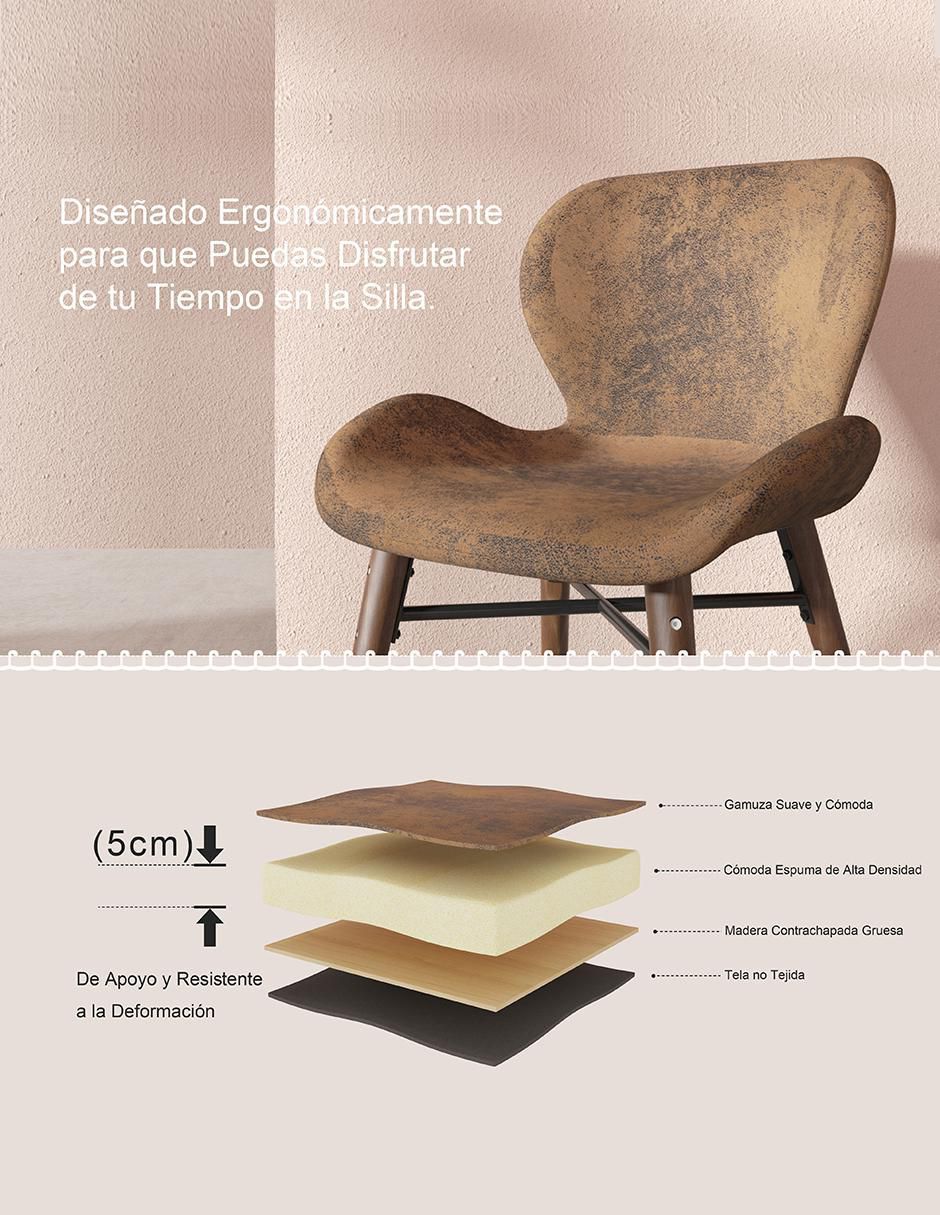 Juego de sillas 2 piezas Juli Suede Brown de tela adulto 8