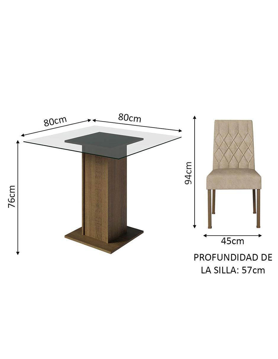 Comedor Noemi para 4 personas de cristal y madera 8