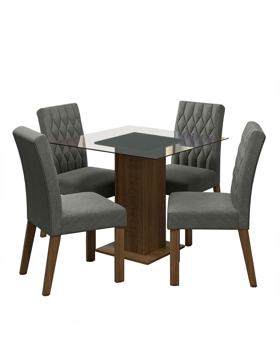 Comedor Noemi para 4 personas de cristal y madera