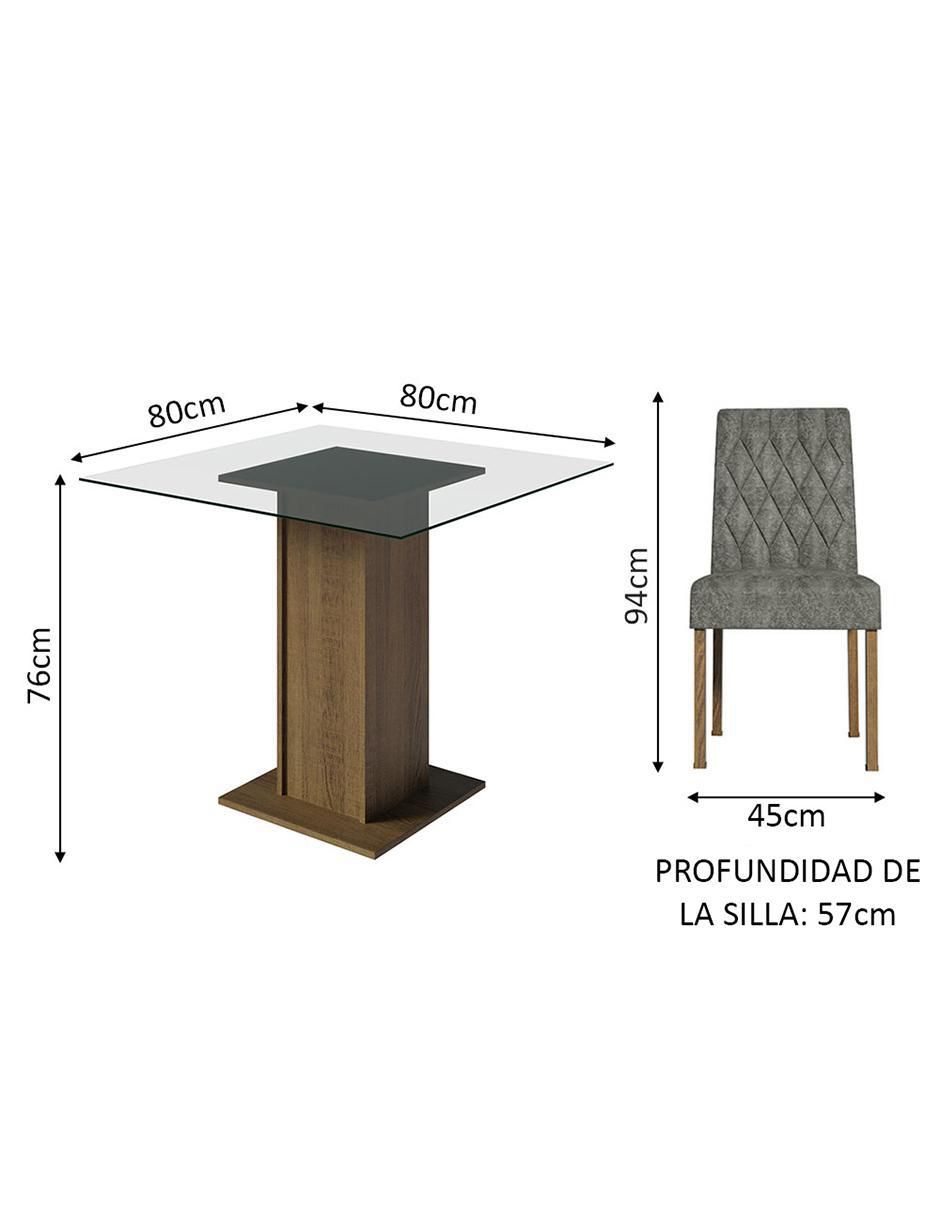 Comedor Noemi para 4 personas de cristal y madera 9