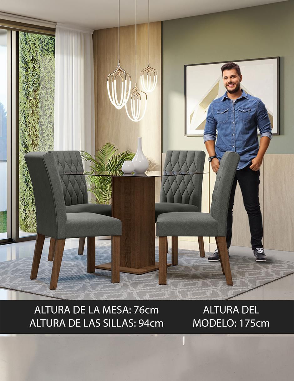 Comedor Noemi para 4 personas de cristal y madera 10