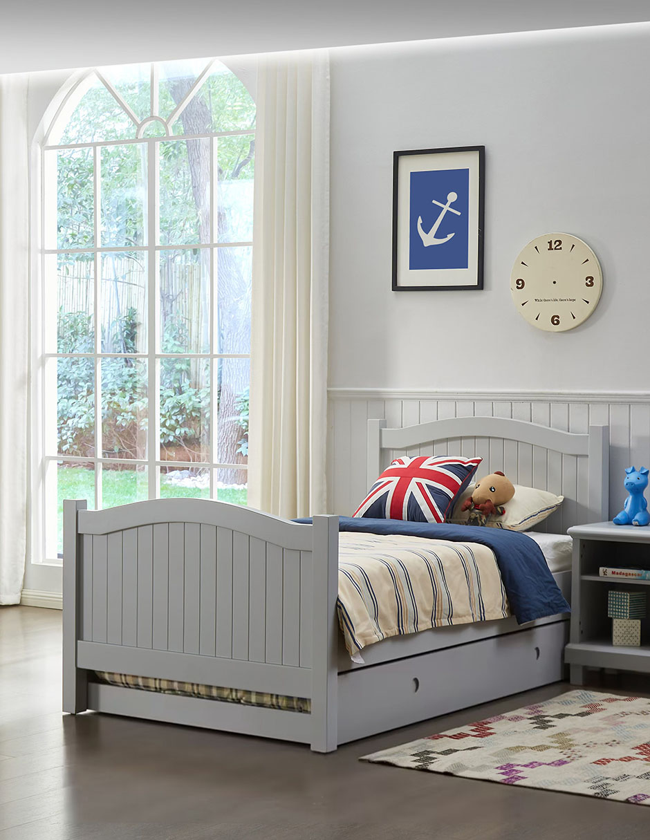Cama baja de madera individual 8