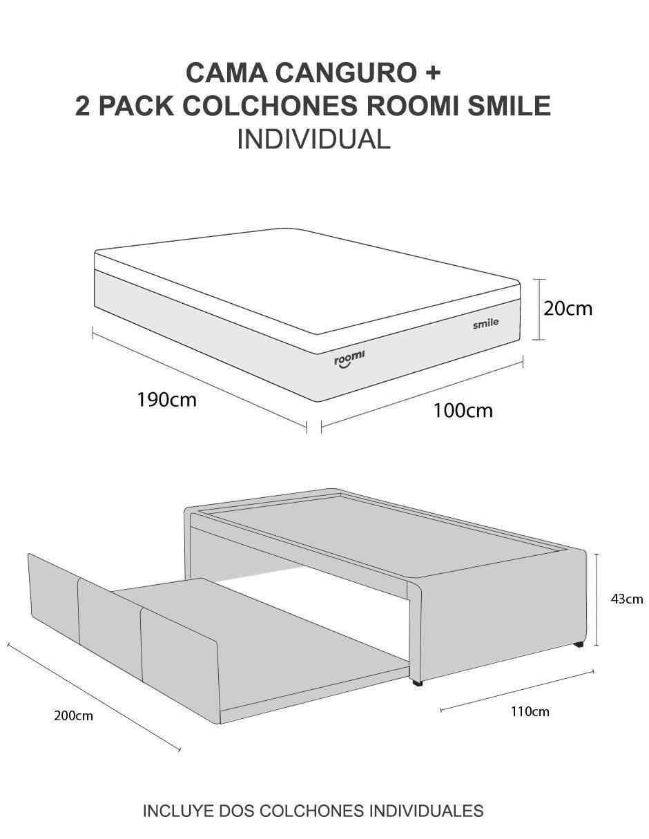 Cama doble roomi sin colección "de" madera pino ind