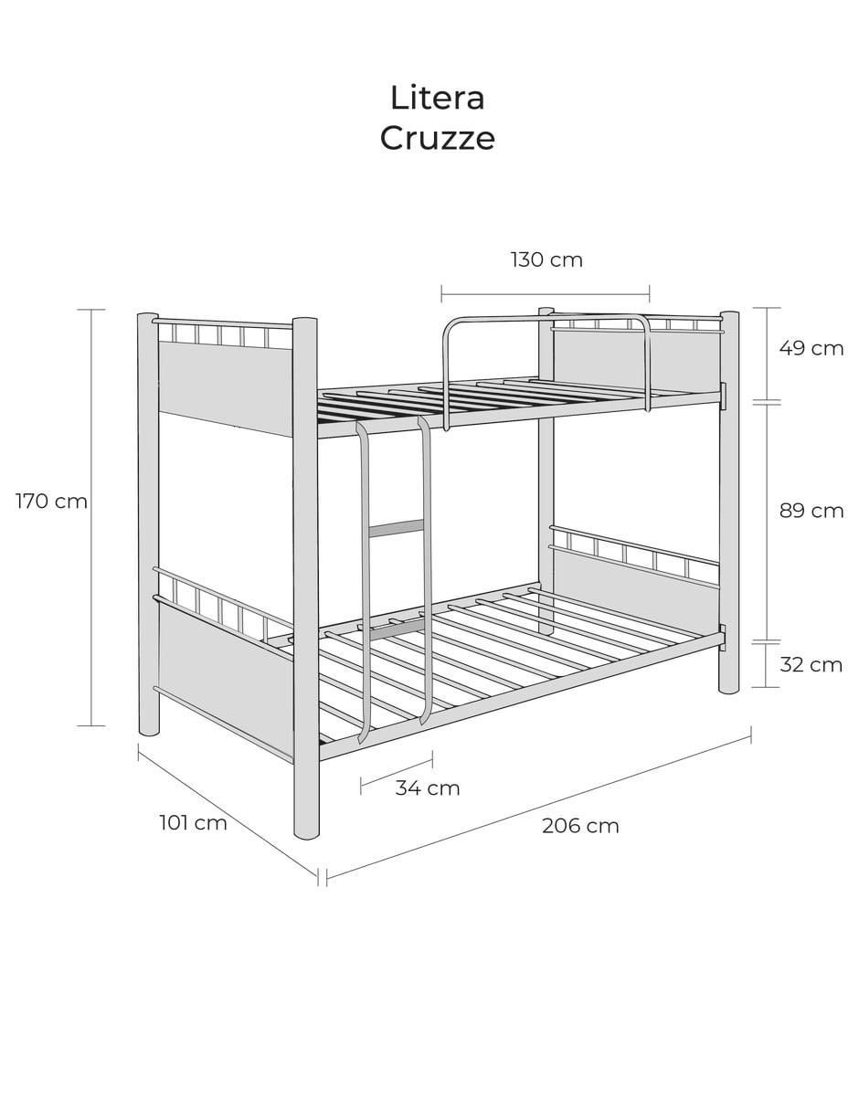 Cama doble Cruzze de metal individual 6
