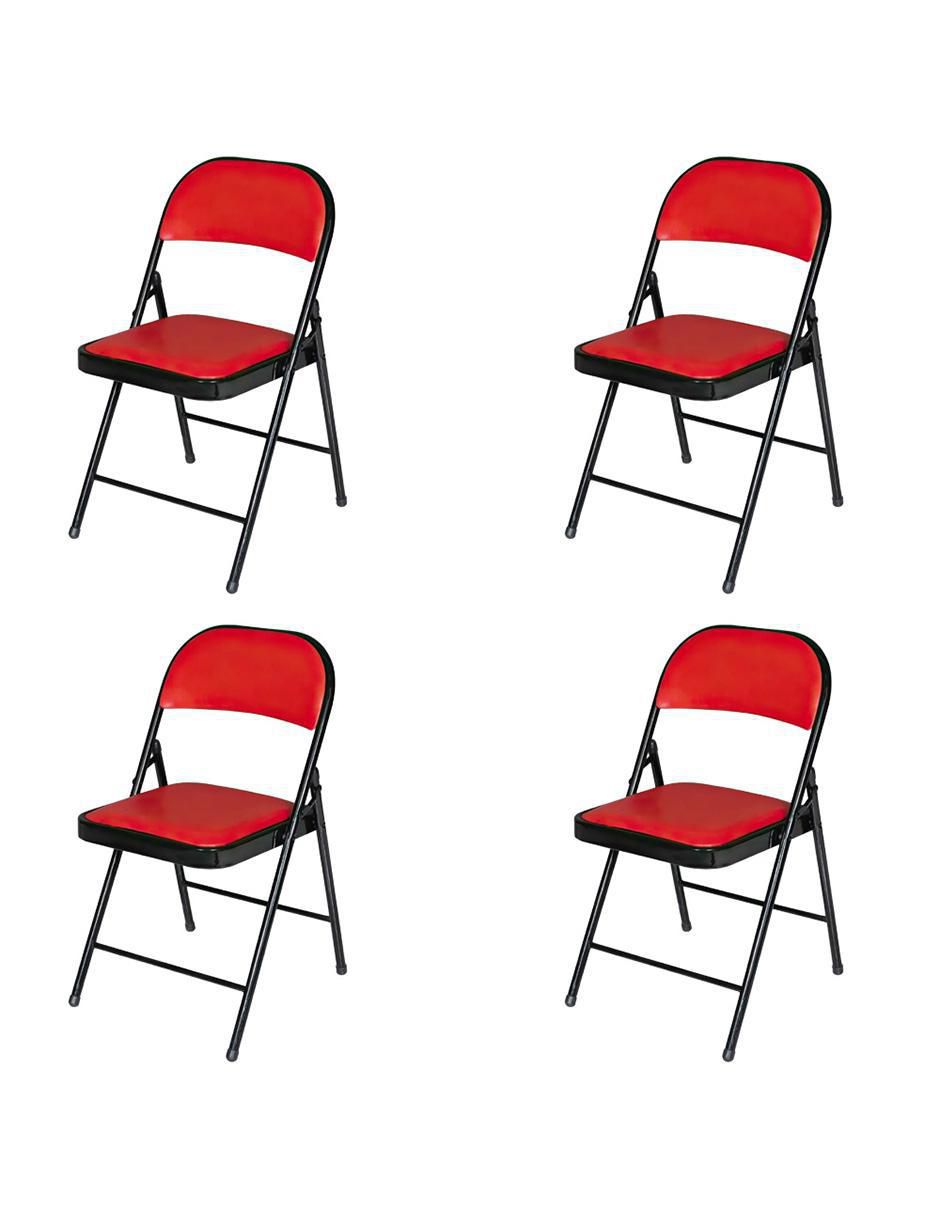 Silla plegable 4 piezas de acero y vinipiel