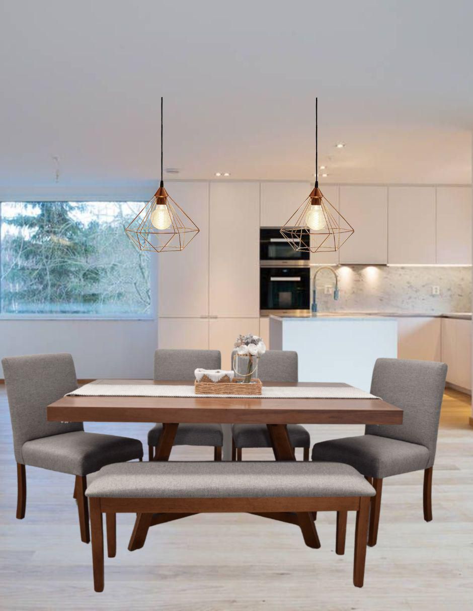 "comedor" canela tikan "para" 6 personas "de" madera y mdf