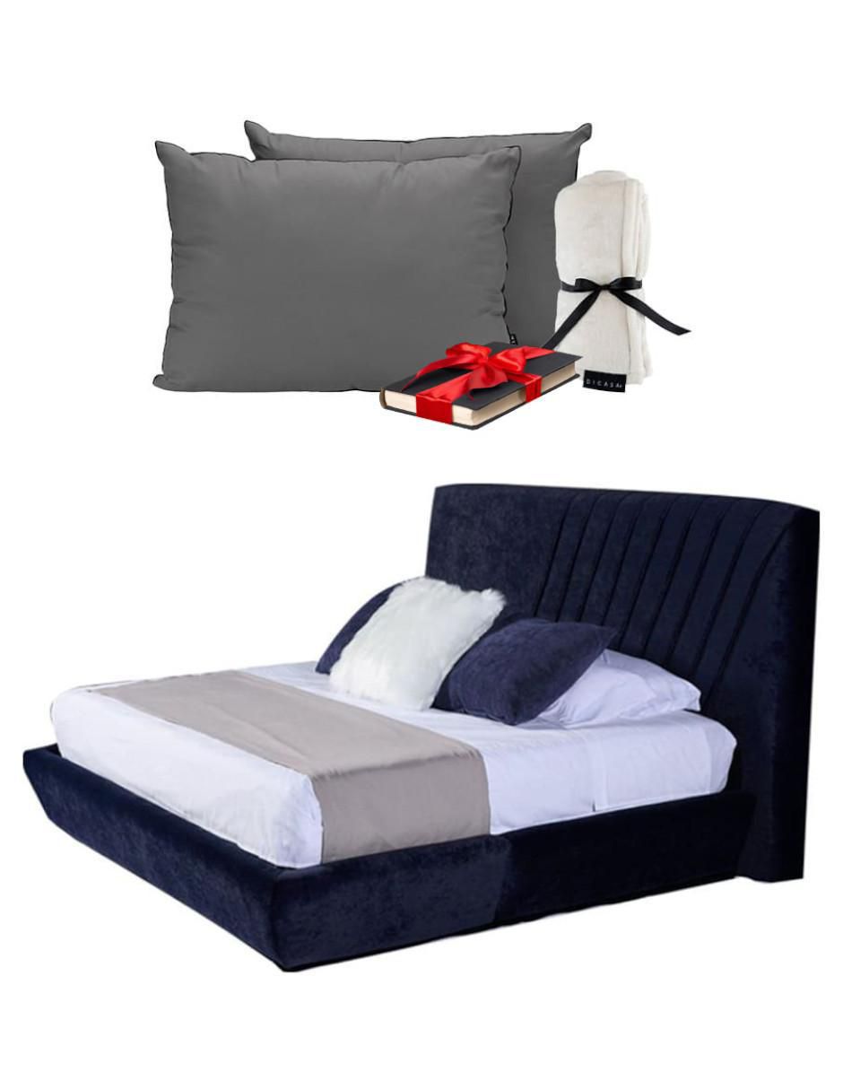 Cama Drax Base de madera y tela Cama Drax Base de madera y tela