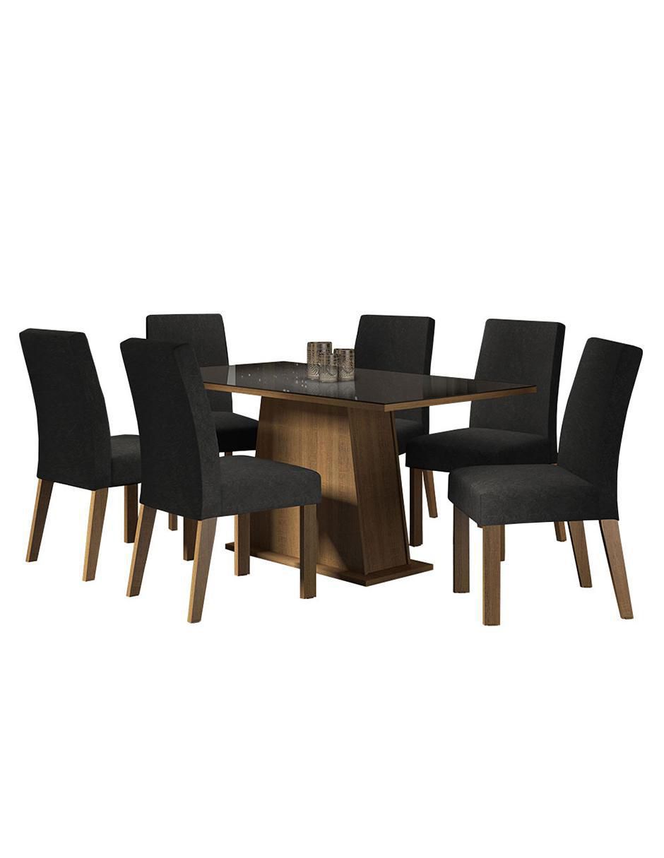 Comedor Patricia para 6 personas de cristal y madera