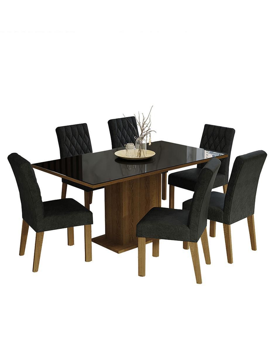 Comedor Geórgia para 6 personas de cristal y madera