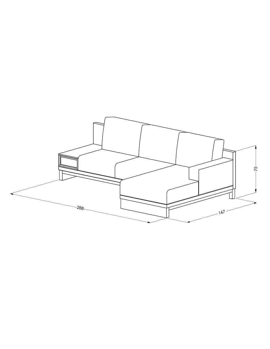 Sala modular derecha Montana de tela 2