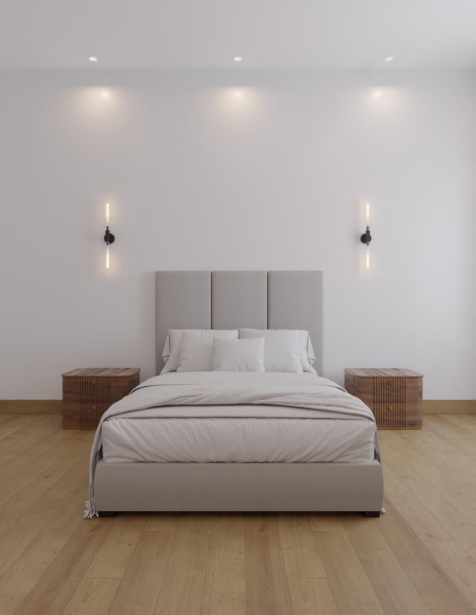 Cama Modern Luxury velvet Bed con patrones en cabecera de 52 centimetros de tela 2