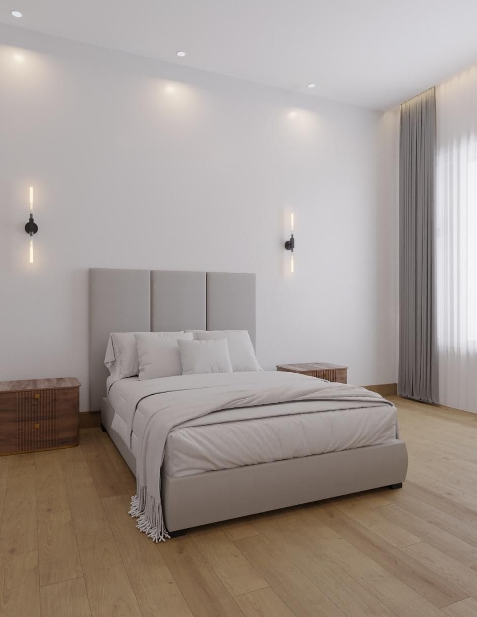Cama Modern Luxury velvet Bed con patrones en cabecera de 52 centimetros de tela 3