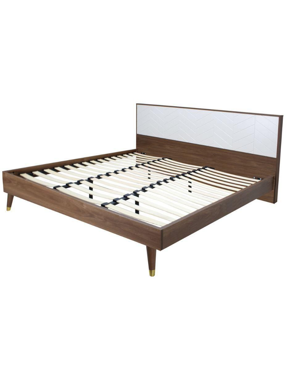 Cama Teramo Nogal de madera queen size Cama Teramo Nogal de madera queen size