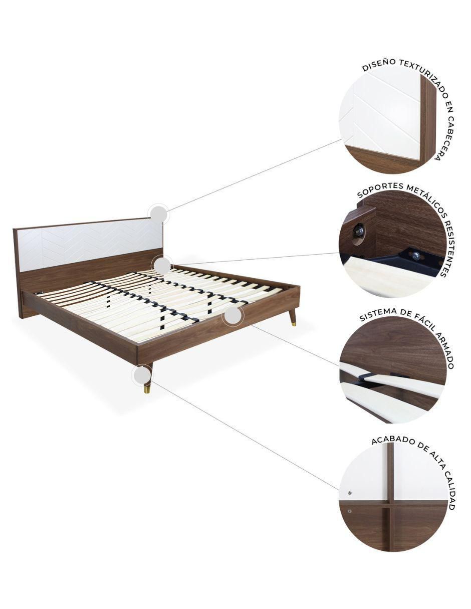 Cama Teramo Nogal de madera queen size 8