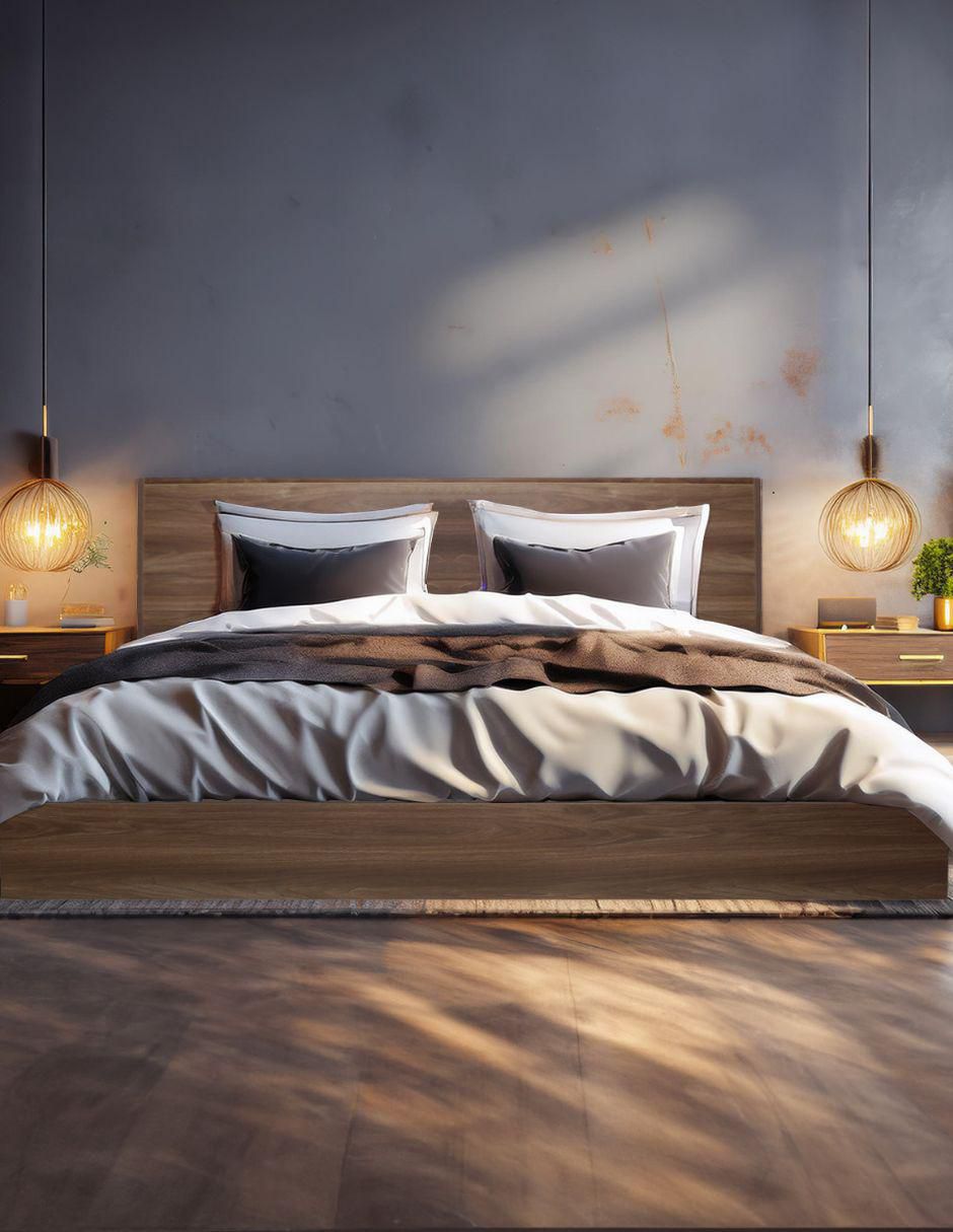 Cama Marsala Nogal de madera queen size 7