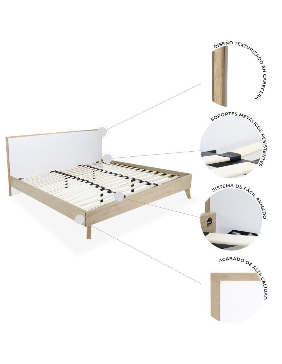Cama Castella Encino de madera matrimonial 5