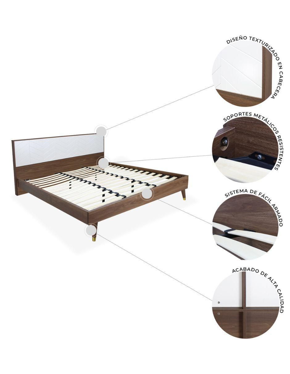 Cama Teramo Nogal de madera matrimonial 6