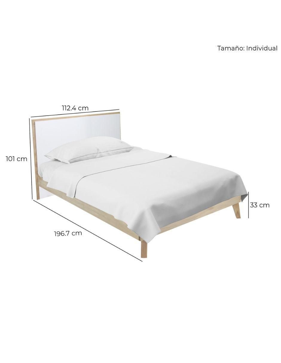 Cama Castella Encino de madera individual