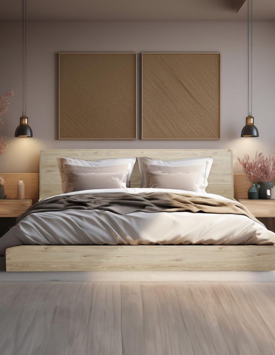 Cama Marsala Encino de madera matrimonial 6
