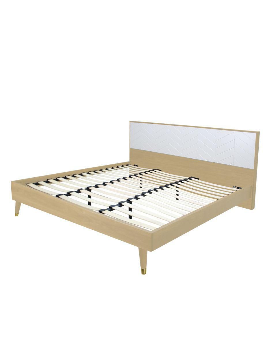 Cama Teramo Encino de madera queen size