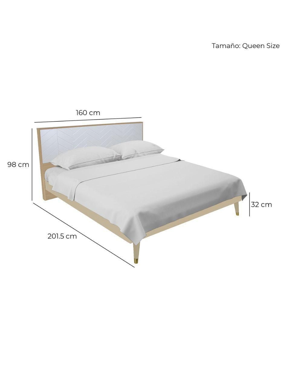 Cama Teramo Encino de madera queen size 11