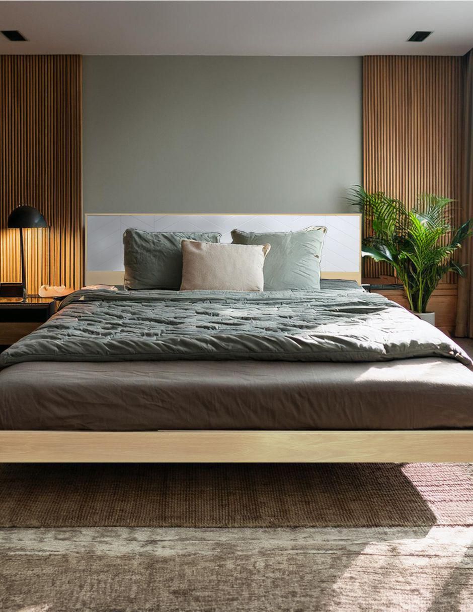 Cama Teramo Encino de madera queen size 10