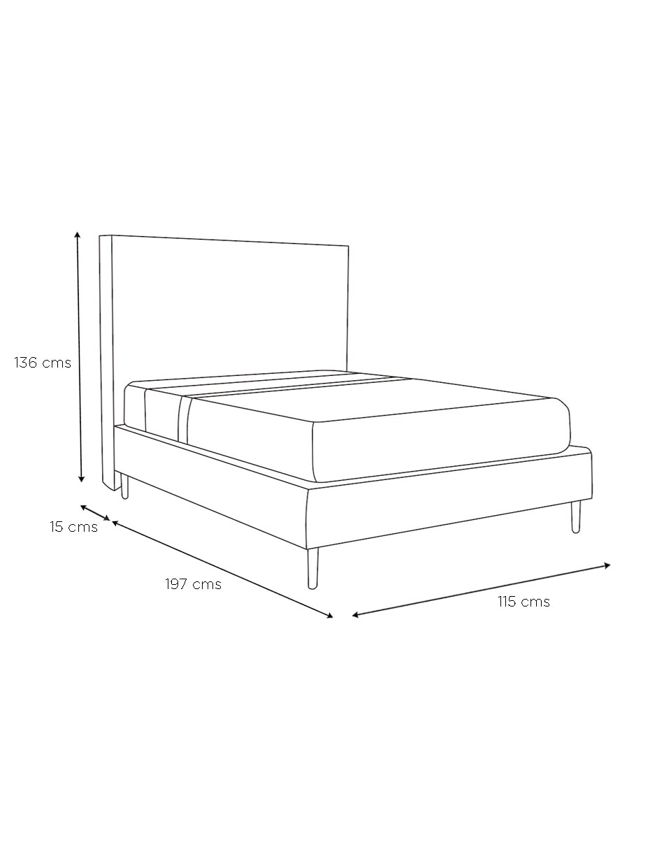 Cama Kilyan de madera y tela individual 9