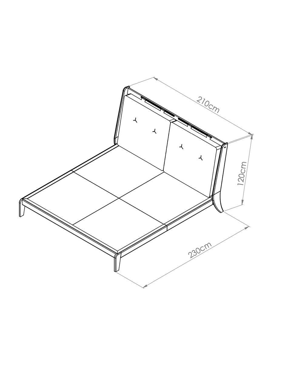 Cama Hygge de madera nogal king size 4