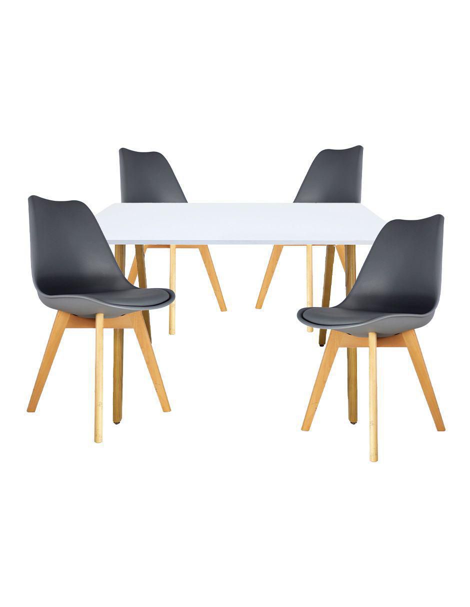 "comedor" frankfurt rectangular blanco con sillas frankfurt mundo in "para" 4 personas "de" madera