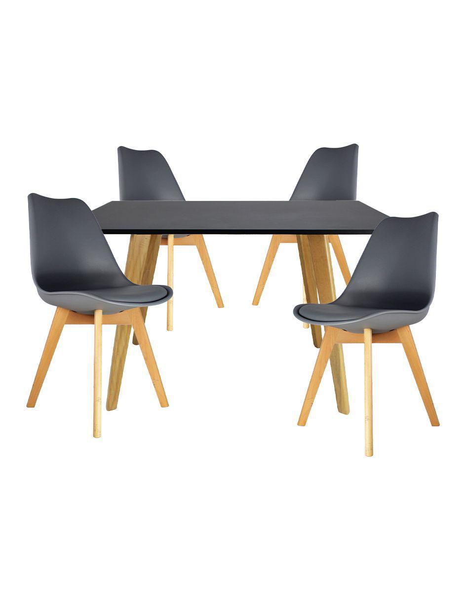 "comedor" frankfurt rectangular negro y 4 sillas frankfurt mundo in "para" 4 personas "de" madera