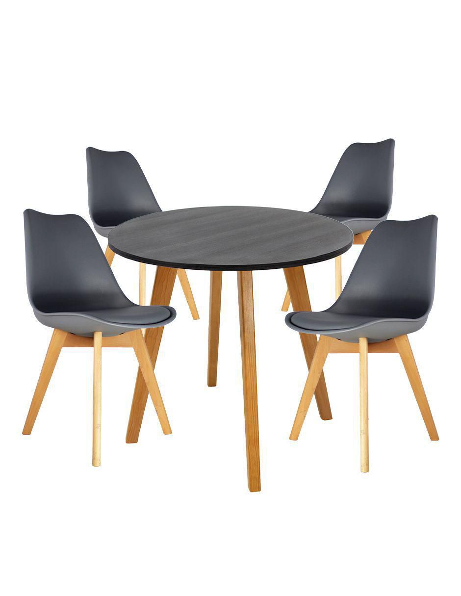"comedor" frankfurt circular negro con sillas frankfurt mundo in "para" 4 personas "de" madera