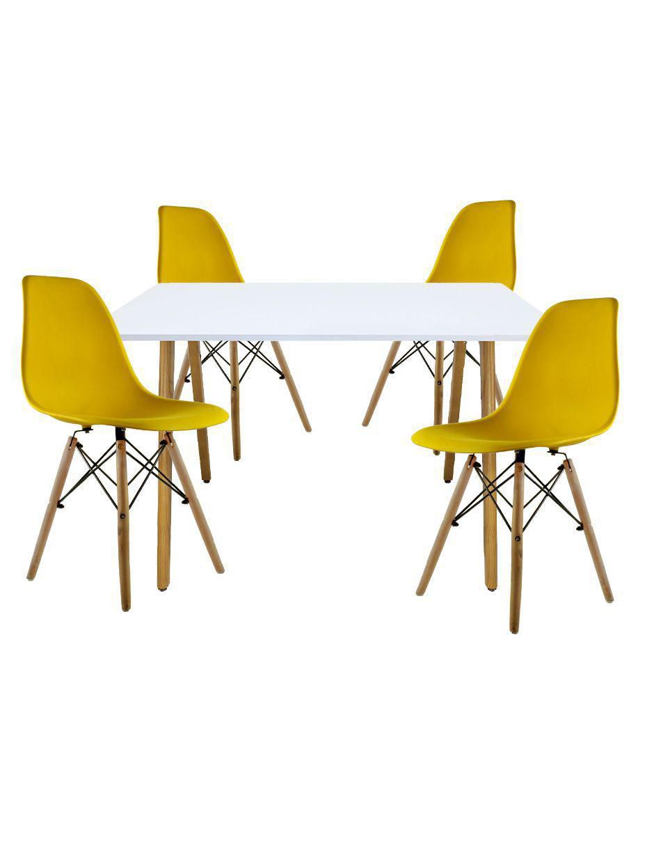 "comedor" frankfurt rectangular blanco con sillas oslo mundo in "para" 4 personas "de" madera